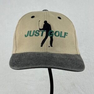 Signatures‎ Just Golf Hat Embroidered Golfing Cap Adjustable Strapback Tan